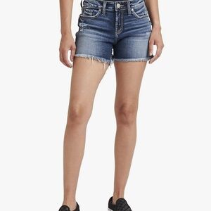 Sliver women's jean shorts sz 31 L4 mid rise, distressed denim
